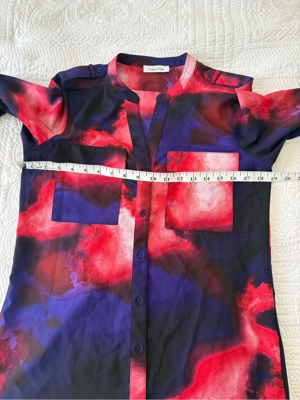 Calvin Klein Red and Purple Watercolor Blouse - Picture 4 of 6